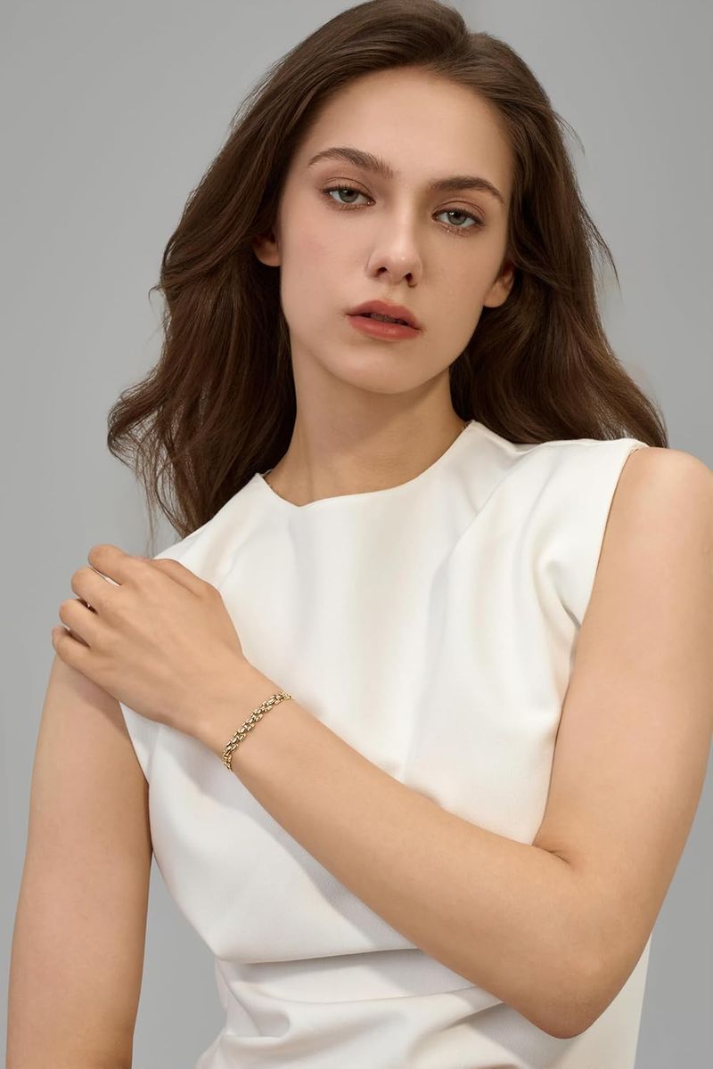 Aurora Atelier Gold Bracelet For Women, 14k Gold Filled Link Bracelet For Women, Stackable Cuban Link Chain Bracelets Valentines Mother Day New Year Christmas_voghion.com