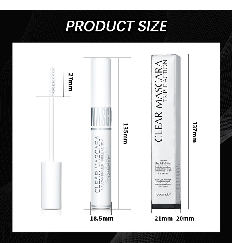 carina IBCCCNDC fine brush primer, fiber long curly non smudging, waterproof and quick drying eyelash styling cream_voghion.com