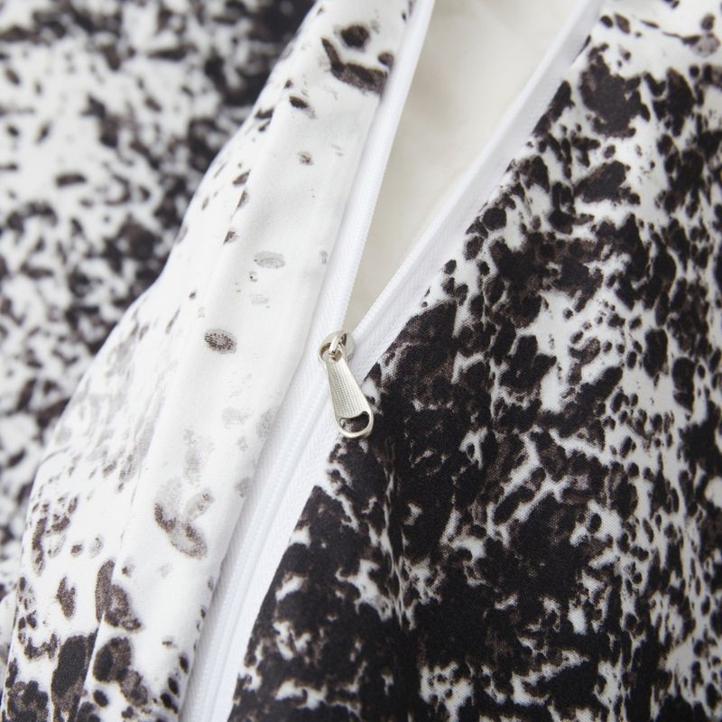 Set copripiumino con stampa artistica in bianco e nero – Design geometrico astratto, poliestere traspirante, tessuto morbido spazzolato – Taglie USA/UE/AU_voghion.com