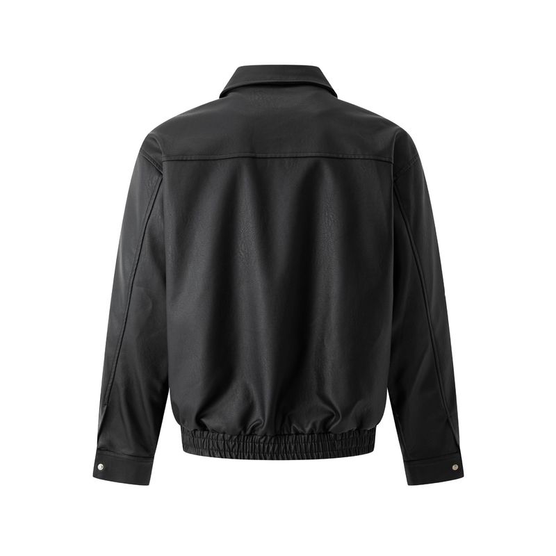 Eon Modish 25 Autunno Nuovo Stile Americano Semplice Versatile Giacca in Pelle PU con Collo Ribaltabile_voghion.com