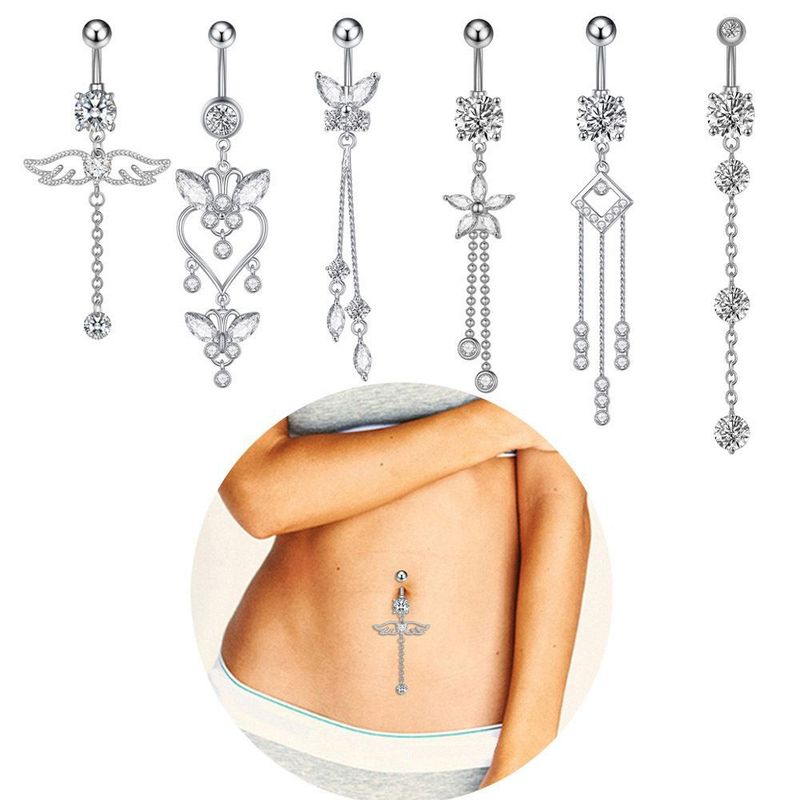 Frauen Edelstein Schmuck Modeschmuck Damen Zirkon Quaste Ring Bauchnabel Nagel Piercing Schmuck_voghion.com