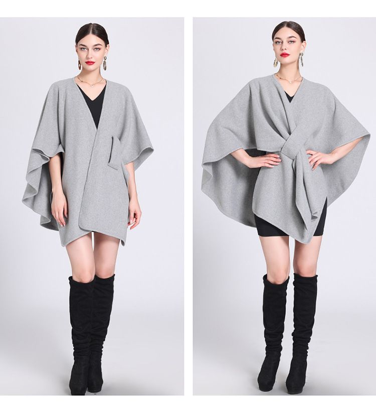 Mantella alla moda da donna all'esterno del mantello, cardigan lavorato a maglia di grandi dimensioni, cappotto ampio_voghion.com