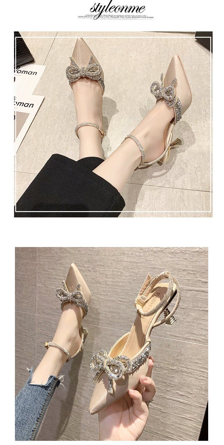 Zees High Heel Women, Thin Pointed 2024 Summer New European And American Style, Closed Toe, Casual Wine Glass Heel, One Strap_voghion.com