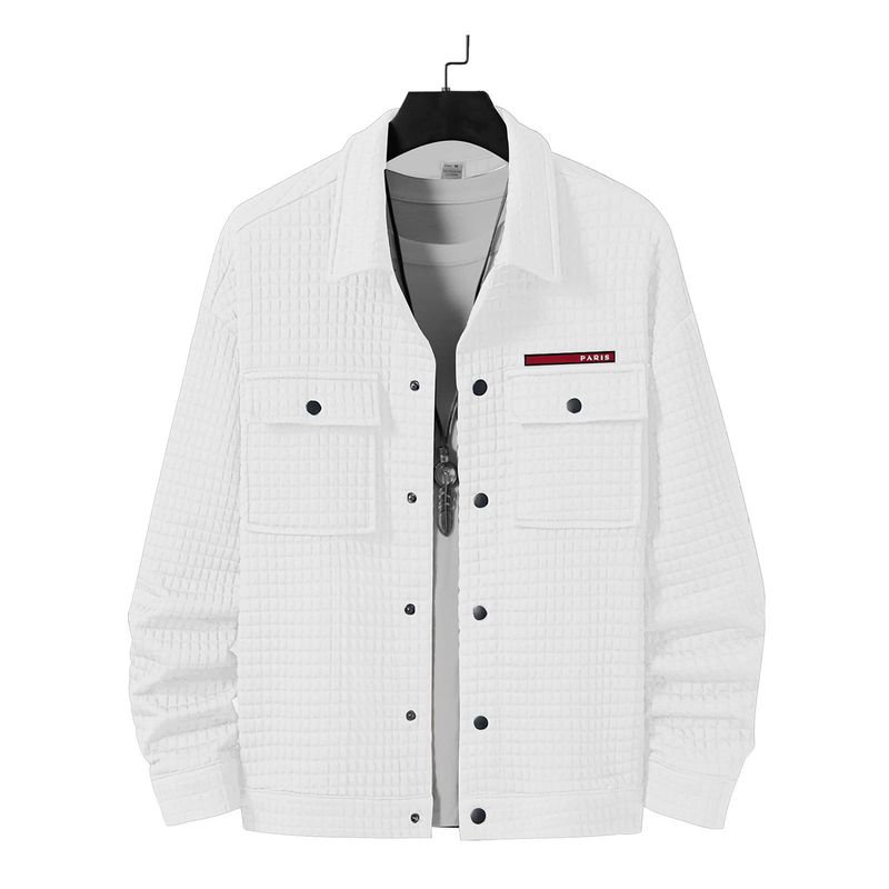 Herren-Arbeitsjacke aus Waffelstrick – Freizeitmantel mit Paris-Schriftzug (S-XXXL)_voghion.com