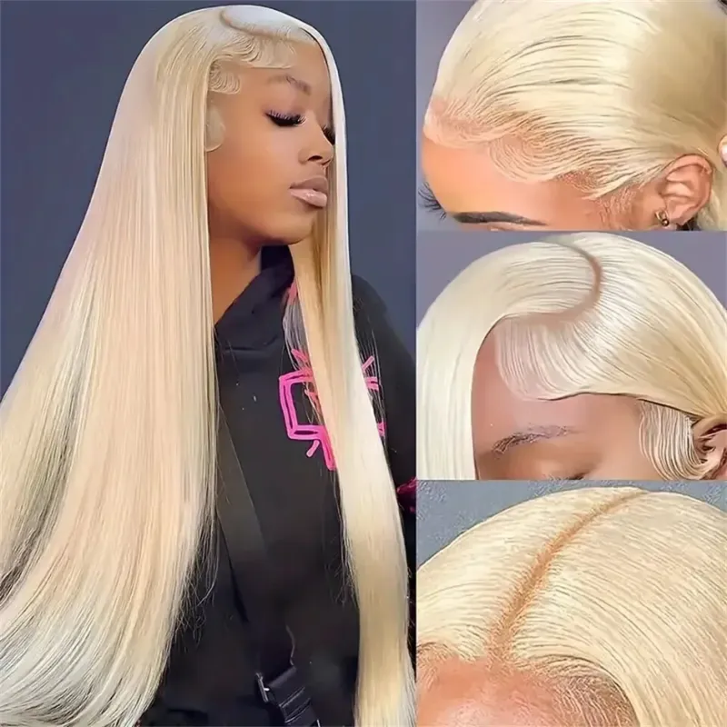 613 Lace Front Parykk med Ekte Hår HD Rett Honningblond 13x6 Lace Front Limfri Parykk Dame Cosplay_voghion.com