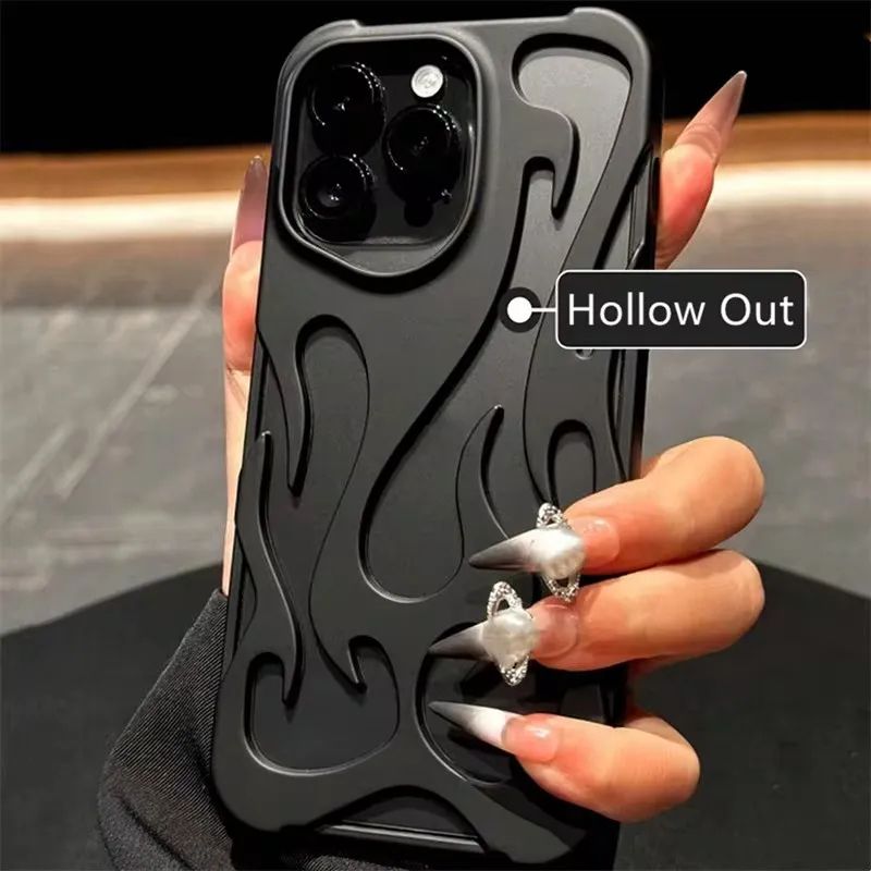 Futrola Hollow Fire Flame 13 12 11 s odvodnjom topline za iPhone 15 14 Pro Max 16 Plus, stražnja maska_voghion.com