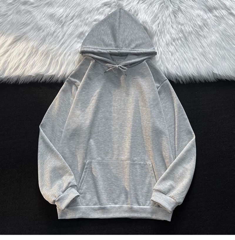 Neues einfarbiges Kapuzen-Sweatshirt für Herbst und Winter in Übergröße für Herren mit lockerer Passform im amerikanischen Stil, Fleecejacke für Studenten_voghion.com