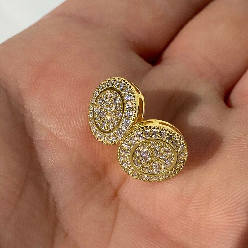 Pendientes Cao Shi Hip-Hop con circonitas redondas, de alta gama, modernos, unisex, sencillos y versátiles, para celebridades de Internet, elegantes y clásicos._voghion.com