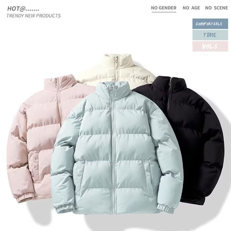 Cappotto in pile spesso con collo alto, autunno inverno, da uomo, nuovo, tinta unita, imbottito in cotone, piumino da coppia_voghion.com