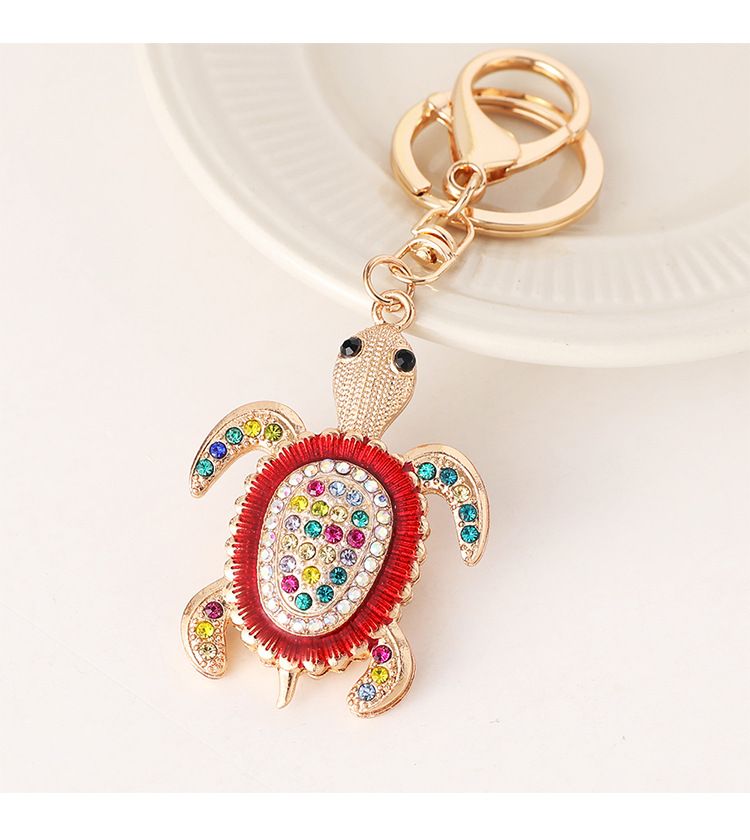 Eingelegter Diamant Kleines Auto Metall Niedliche Schildkröte Für Männer Und Frauen Paar Tasche Anhänger Schlüsselanhänger_voghion.com