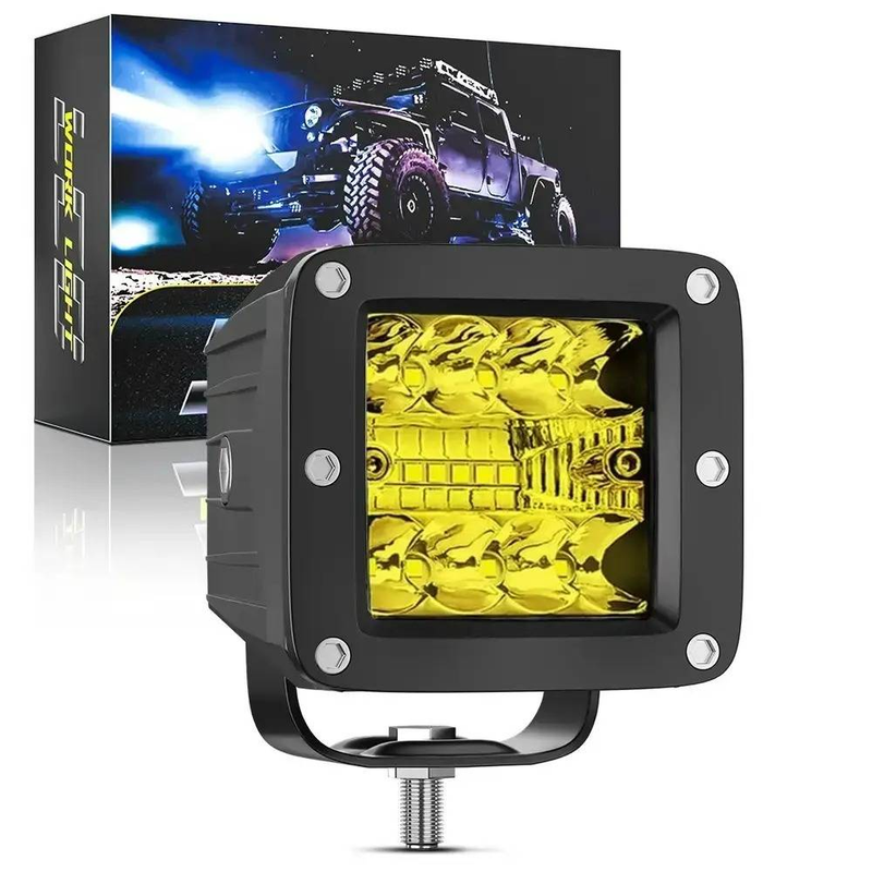 2inch Flush Mount Cube 48W Combo Beam White/Yellow Light Flush LED Work Light Bar Super Bright Off Road Lights For Truck SUV ATV UTV ,1pc_voghion.com