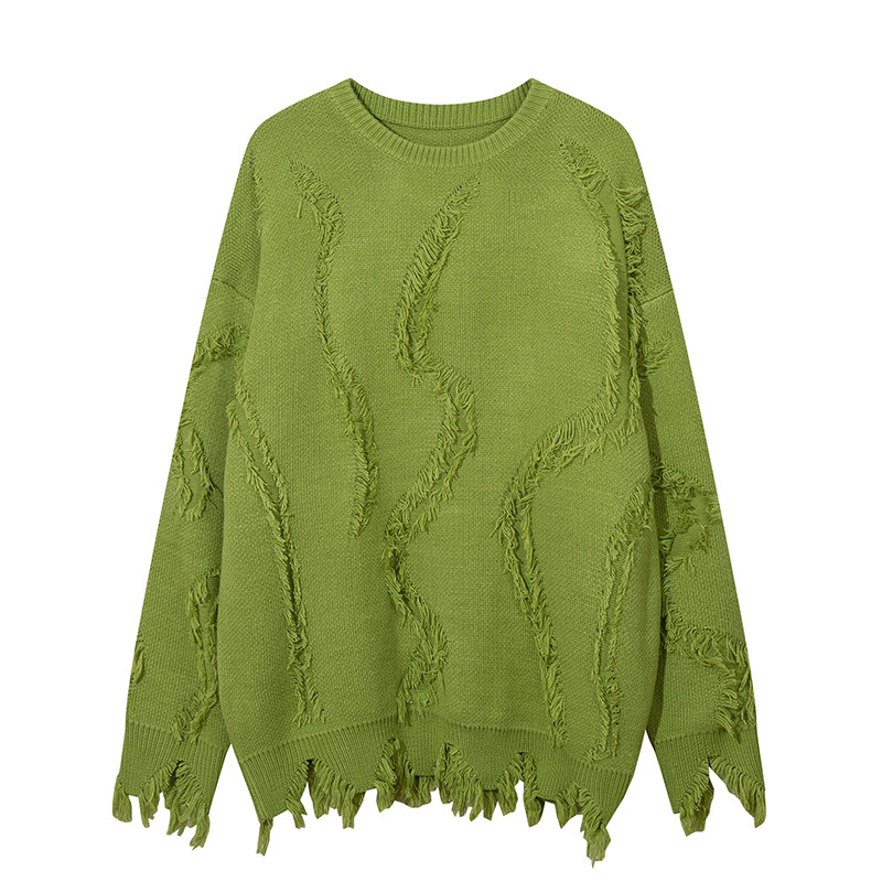 Vīriešu apģērbs Lazy Style Cat Whiskers Tassels Straight Round Neck Džemperis Rudens un ziemas vīriešu brīvs, moderns zīmols_voghion.com