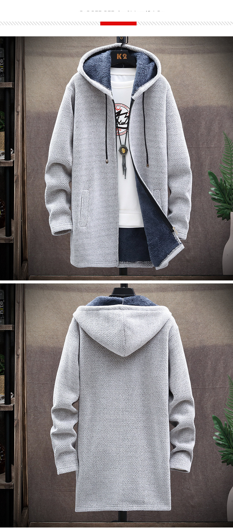 Herrenbekleidung Herbst und Winter neue Herren-Strickjacke plus samtverdickter Pullover modischer mittellanger Mantelpullover_voghion.com