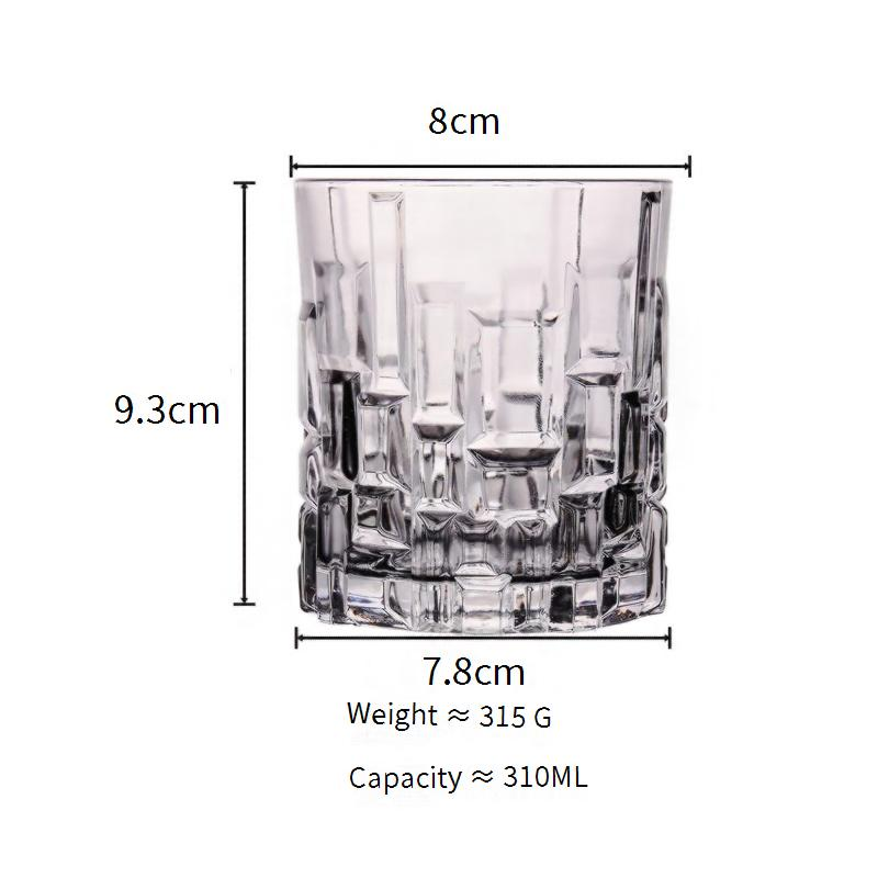 Geometrisch whiskyglas - modern vierkant ontwerp met lavatextuur (multifunctioneel voor water, sap en cocktails, 10oz, dikke bodem voor ijsdranken)_voghion.com