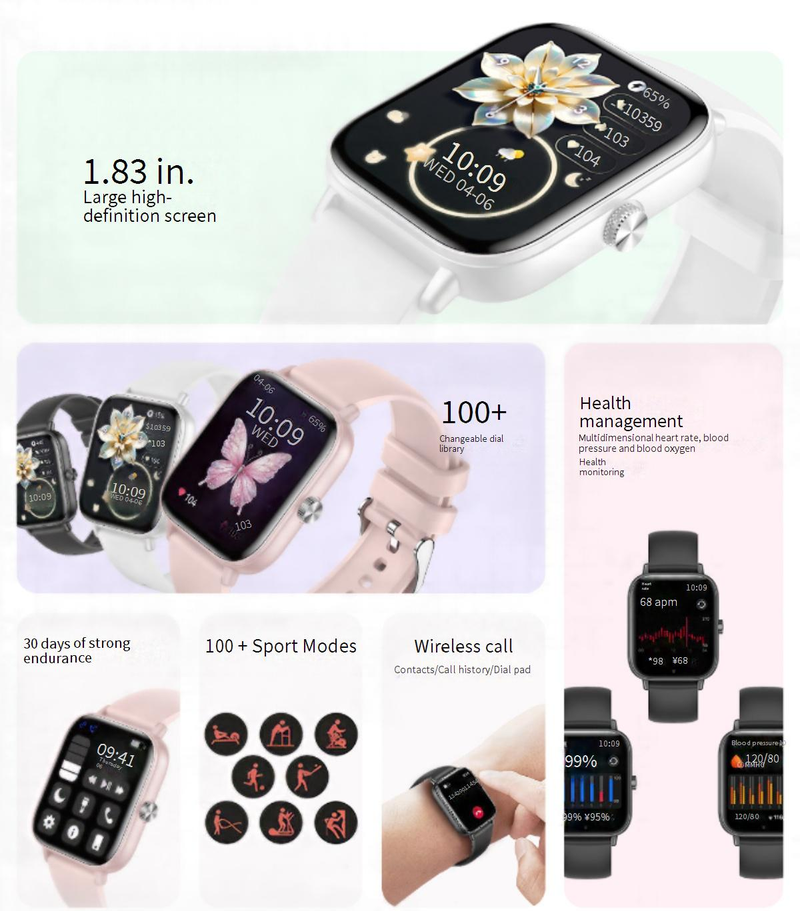 Smart Watches New Ultra Thin Smart Watch I128 Call Bluetooth Sports Pedometer Monitoring Heart Rate Blood Oxygen IP68 Waterproof_voghion.com