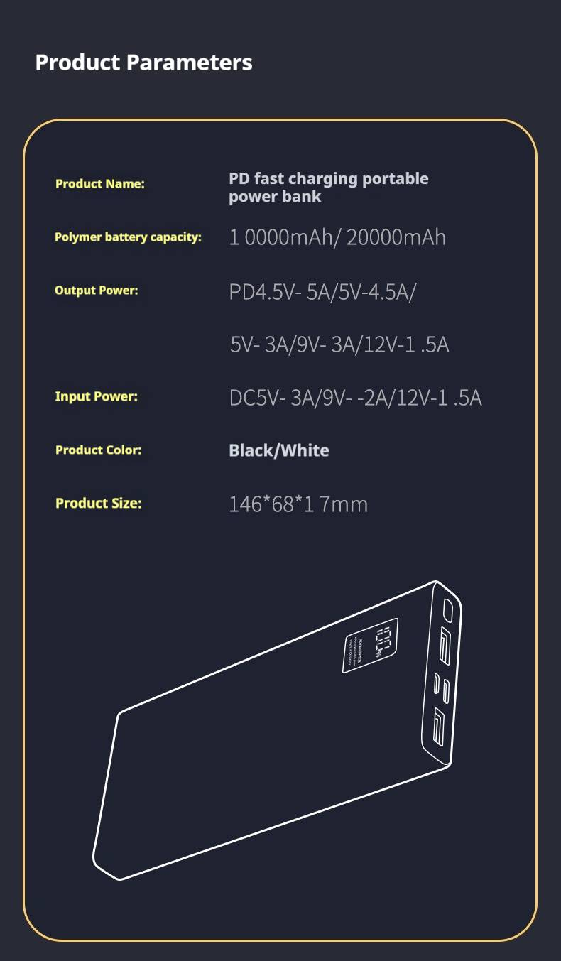 Banco de energía de carga ultrarrápida de 40 W y 20 000 mAh, cargador portátil PD20 W con dos puertos USB, batería externa de alta capacidad para iPhone._voghion.com