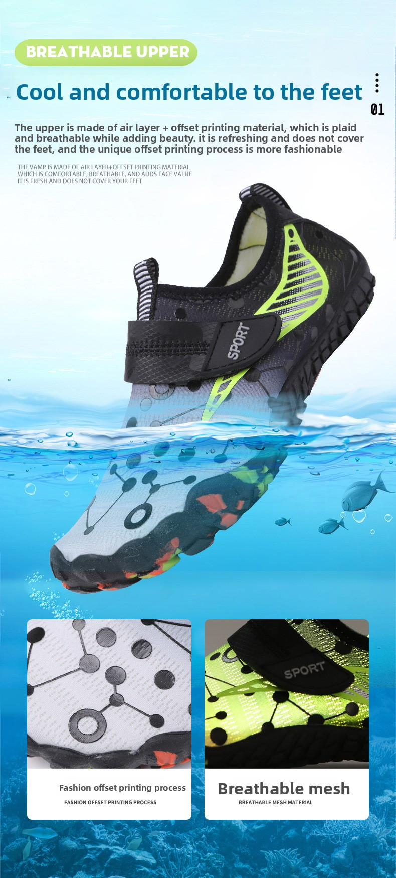 Kids' Quick-Dry Anti-Slip Water Shoes – Breathable Magic Strap Design For Beach, Pool & Outdoor Play_voghion.com