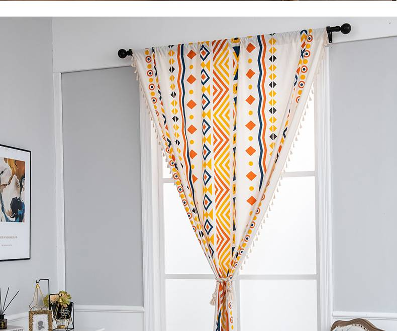 Moderne Leinenvorhänge – mehrfarbiger Kreisdruck, halbtransparente Vorhänge (Wohnzimmer, Schlafzimmer, Büro, 6 Größen, 80 % Leinen, minimalistischer Boho-Stil)_voghion.com