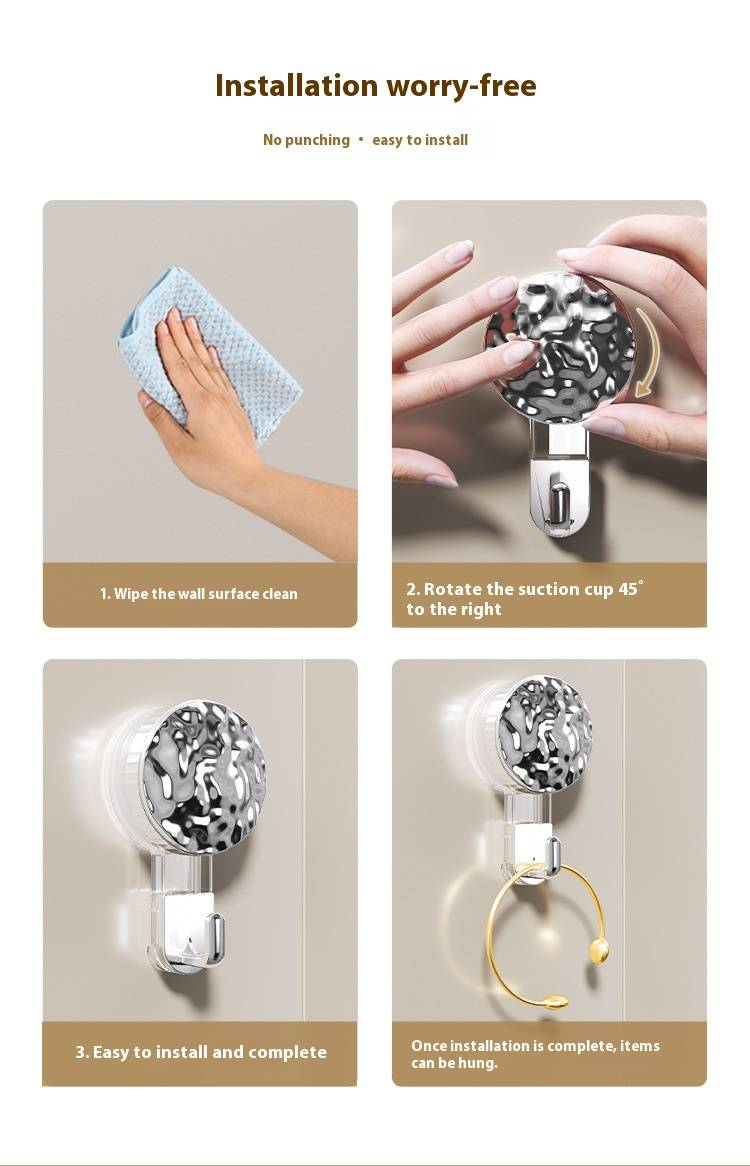 Premium Duvar Kancaları - Banyo, Mutfak ve Kapı İçin Çok Yönlü Yapışkanlı Askılar (4 Stil, Ultra Güçlü Emiş, Mat ve Parlak Kaplamalar)_voghion.com