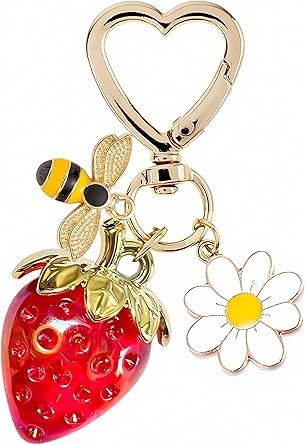 Süße Kirsche Erdbeere Tasche Zubehör Schlüsselanhänger Brieftasche Zubehör Damen Handtasche süße Blumen Auto Schlüsselanhänger_voghion.com
