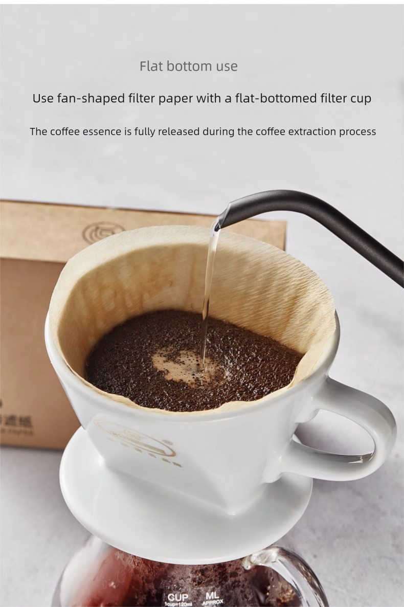 Fan-Shaped Hand Brew Household Drip Coffee Maker Unbleached Filter Paper_voghion.com