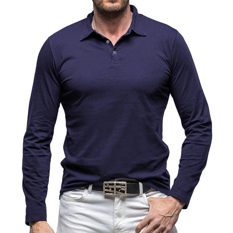 Klassisches Langarm-Poloshirt für Herren – bequemes und stylisches Freizeitoberteil für Herbst und Winter (mehrere Farben und Größen)_voghion.com