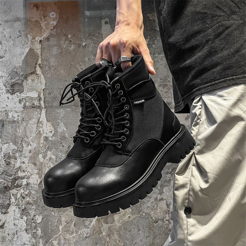 Thick-soled Heightening Martin Boots Tooling Boots Outdoor Hiking Boots Retro Short Boots_voghion.com