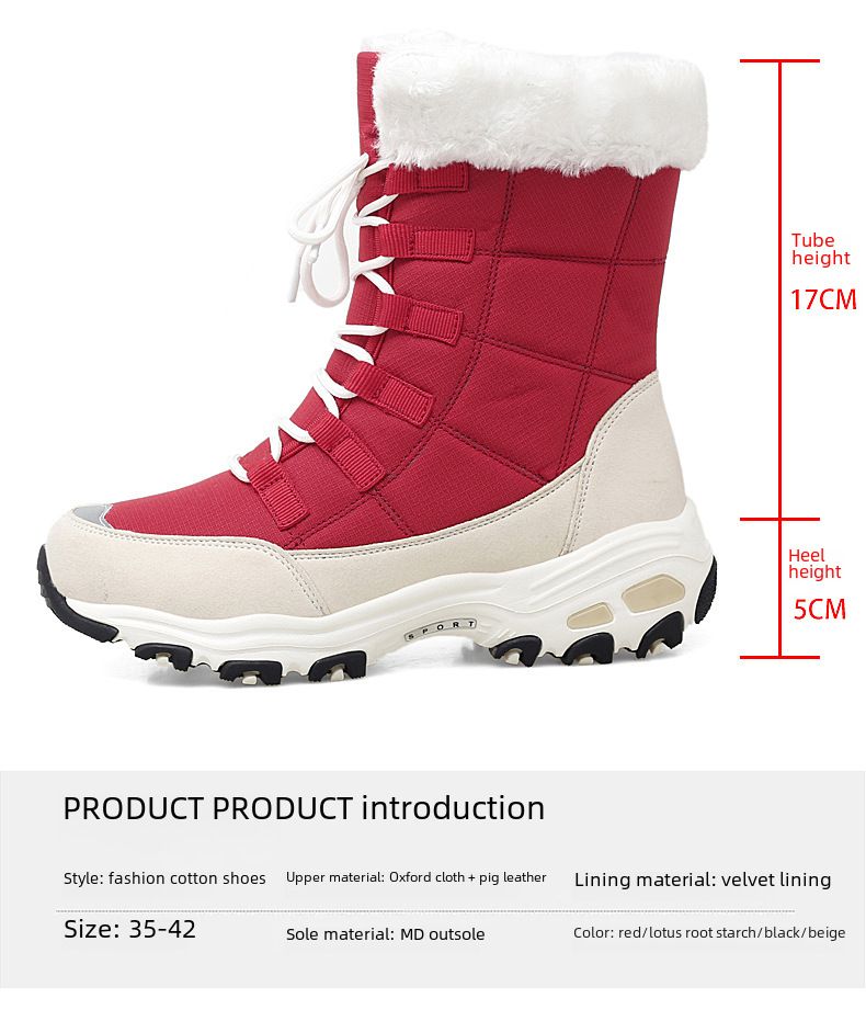 Novas botas femininas quentes de inverno para neve 2022, plus size, acolchoadas, de algodão nordeste, transfronteiriças, sapatos femininos de tamanho grande_voghion.com