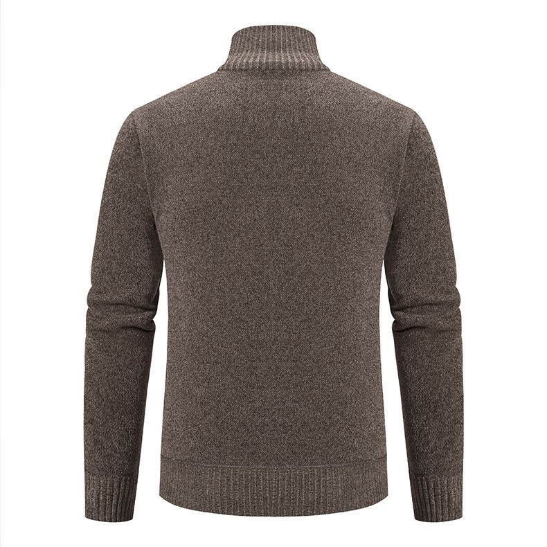 2023 winter men's sweater sweater cardigan high collar slim lapel trend thickened warm jacket_voghion.com