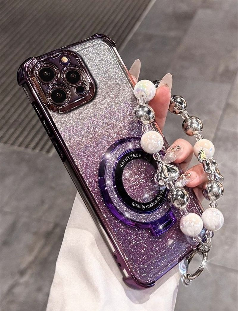 Luxury Bead Bracelet Ring Shockproof Case For Huawei Nova 13 Pro 12 11 10 9 8 7 6 5 Pro SE Silicone Glitter Stand Holder Cover_voghion.com