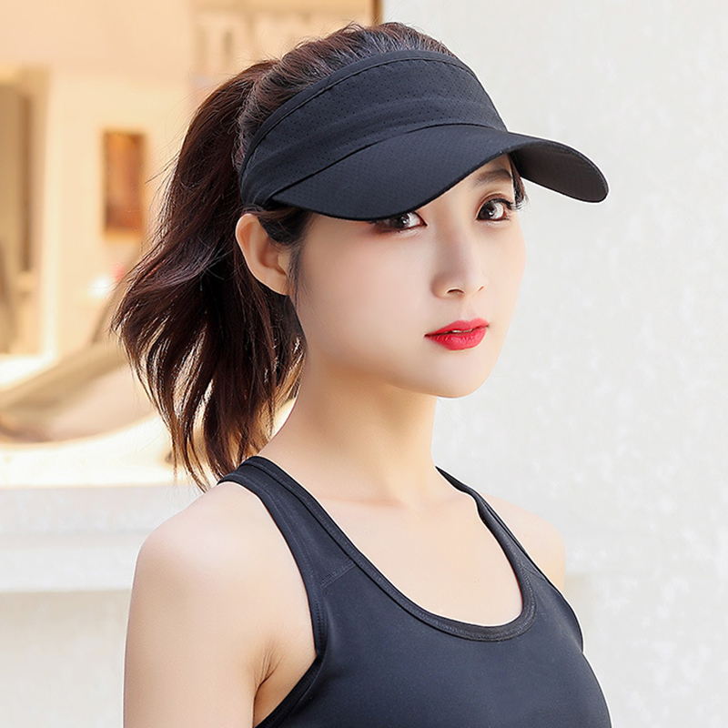 Summer Breathable Sun Hats Men Women Adjustable Visor UV Protection Empty Top Hat Solid Sports Tennis Golf Running_voghion.com
