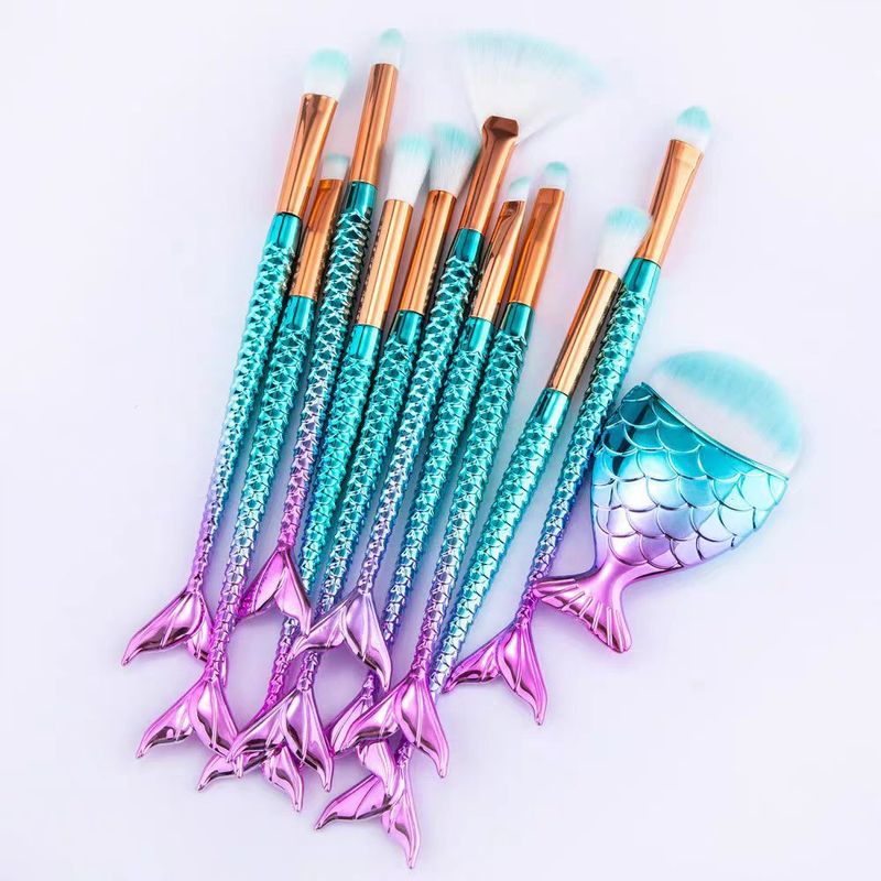 Makeup Brushes & Tools Electroplating 10pcs 11 Small Cosmetics Mermaid Makeup Brushes Beauty Tools Eye Set Eyeshadow Brush_voghion.com