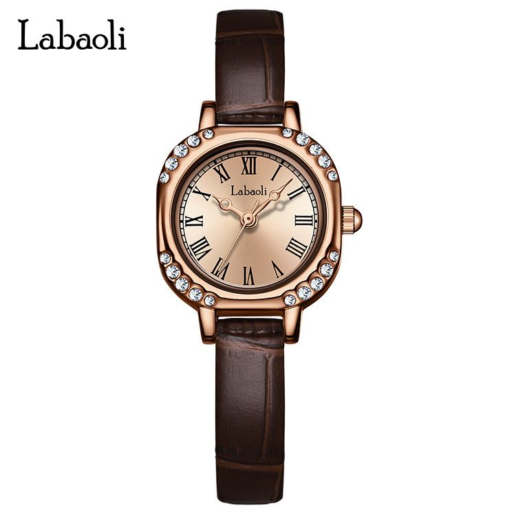 Nuovo con intarsio di diamanti, orologio al quarzo quadrato alla moda, elegante orologio da donna in stile nicchia per studenti_voghion.com