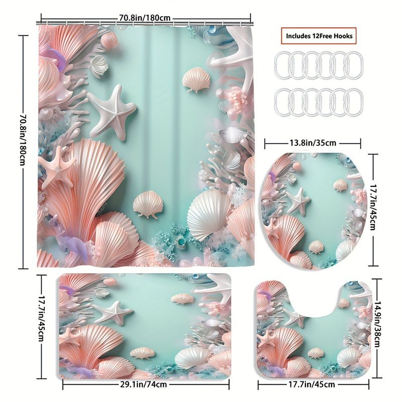 Cross-Border Hot-Selling Waterproof Shower For Bathroom, European Style High-End Digital Print Polyester Partition Door_voghion.com