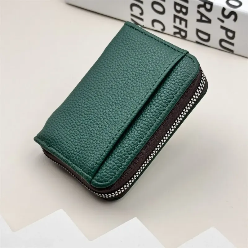 Praktische Damen-Geldbörse aus PU-Leder mit mehreren Kartenfächern, einfarbig, Diebstahlsicherung, Reißverschluss und Münzfach_voghion.com