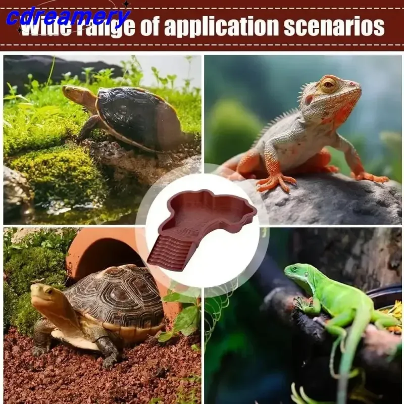 Turtles Bathing Pool Water Bowl With Slip Proof 35x28.50cm Friendly Habitat With Steps For Reptiles Resting And Soaking_voghion.com