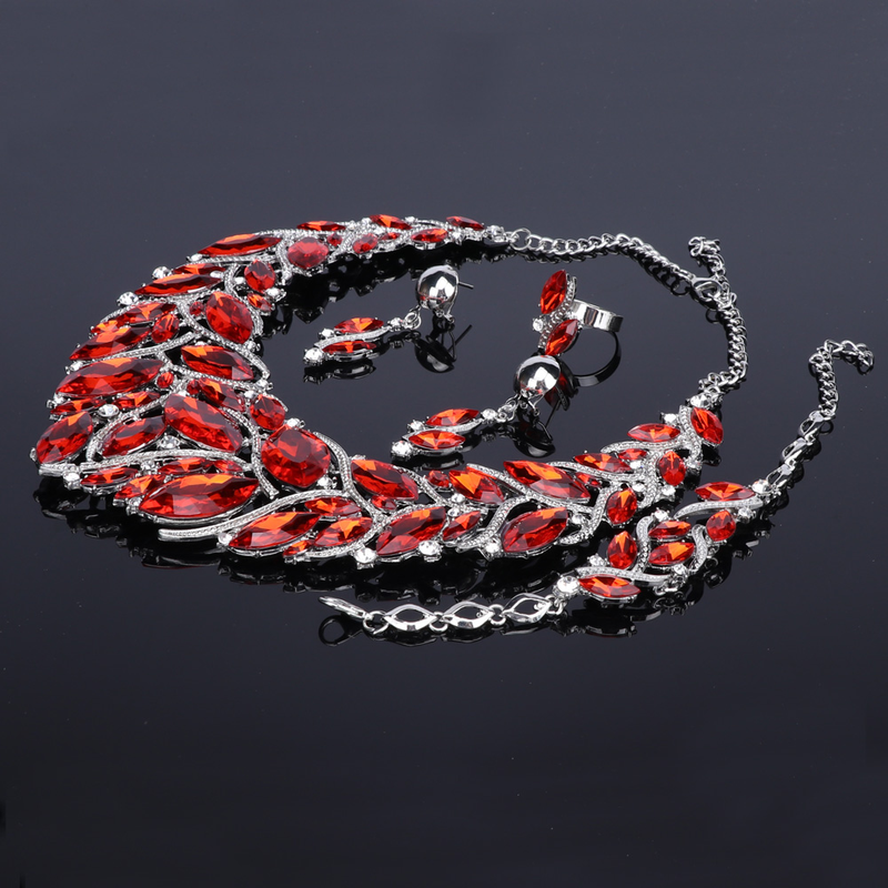 Set di collane in cristallo bohémien alla moda, gioielli da sposa, accessori da sposa, feste, accessori da sposa, accessori per matrimoni_voghion.com