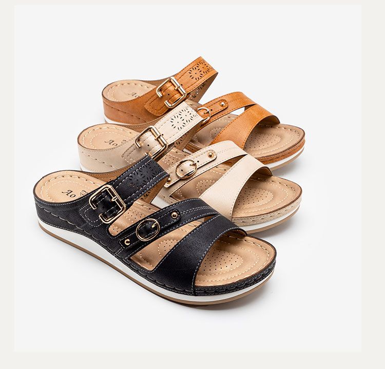 Neu für Frauen, die rutschfeste, lässige Sandalen mit Metallschnalle und dicker Sohle tragen, Sommer-Hausschuhe_voghion.com