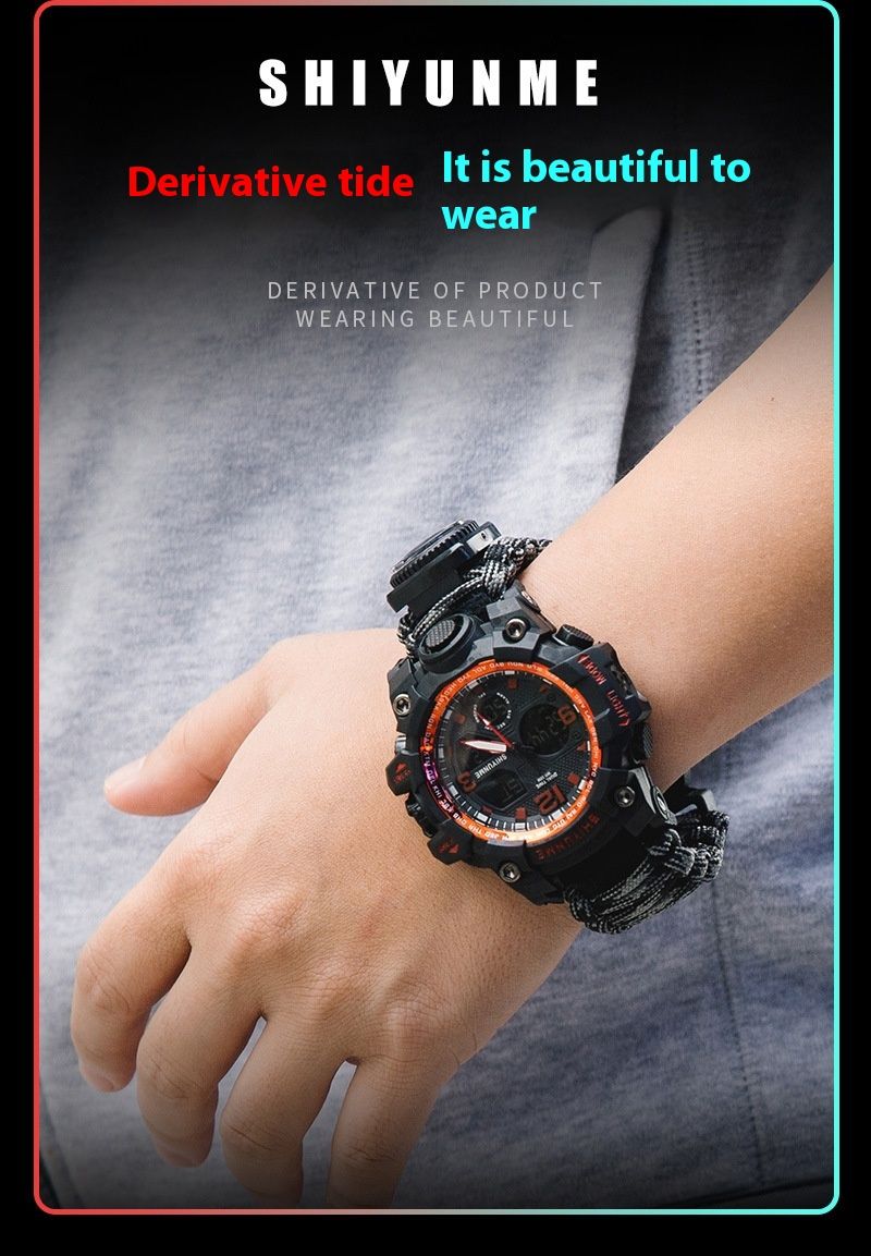 Nuevo reloj electrónico de lujo ligero para hombre, multifuncional, con silbato, brújula, termómetro, reloj de montañismo al aire libre_voghion.com