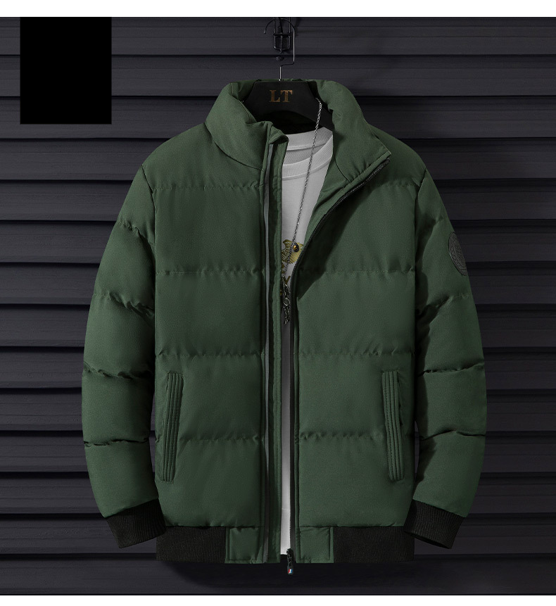 Gepolsterte Herrenjacke, verdickt, große Größe, schützt warm, Tigerkopf, Stehkragen, gepolsterte Jacke, leichte Daunenjacke_voghion.com