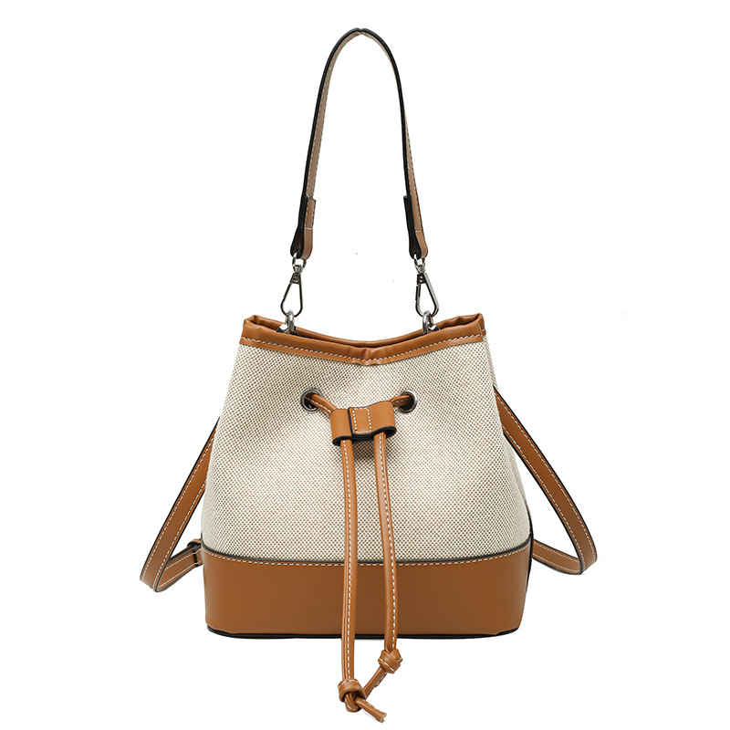Bolsa feminina nova moda bolsa transversal oblíqua com cordão patchwork bolsa balde de lona_voghion.com