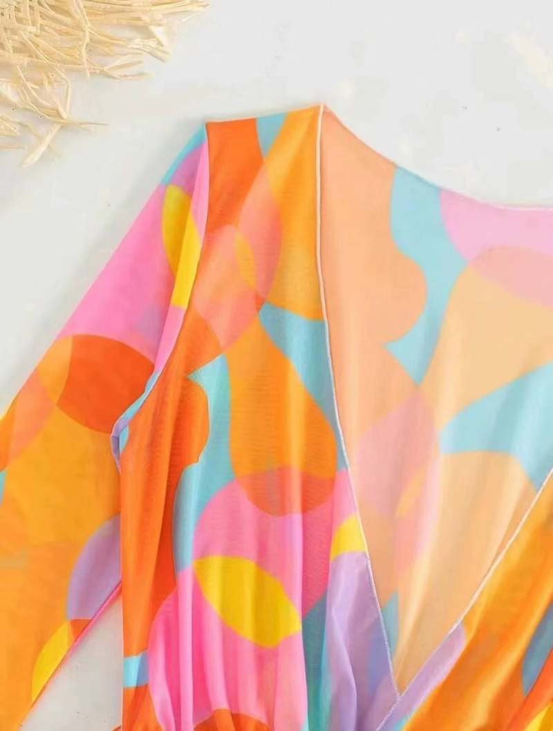 Traje de baño europeo nuevo de tres piezas 2024 Bikini de mujer Bikini de una pieza con manga larga y parte superior de malla_voghion.com