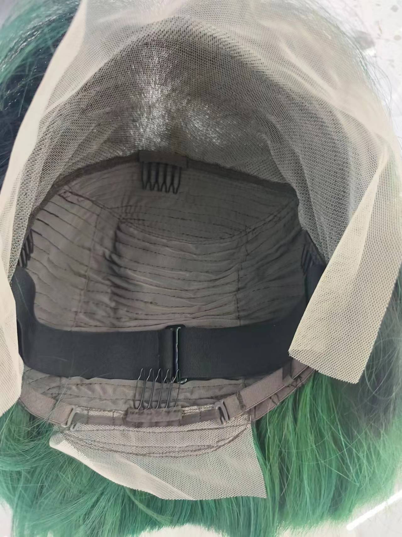 Spezielle grüne Farbe 13 x 4 Lace Front Perücke Gerade Lace Front Perücke Echthaar Ombre Grüne Farbe Lace Frontal Perücke Kurze Bob Perücken_voghion.com