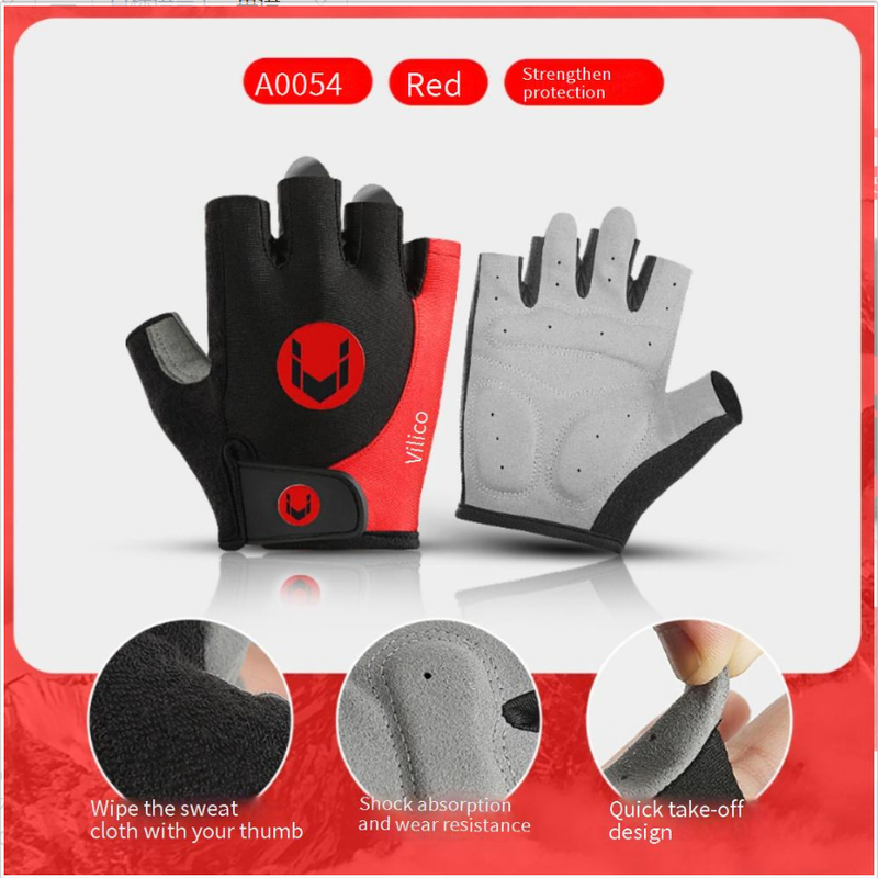 Sport & Unterhaltung Funktionelle Fahrradhandschuhe mit halbem Finger für Sporttraining und Fitness, atmungsaktiv, rutschfest, verschleißfest, stoßdämpfend_voghion.com