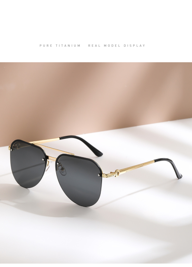 Männerbrëller Sonnebrëller mat Krottestäbchen, Pilotestil, Summer-Dammen-Anti-Uvt-Sonnebrëller, fortgeschratt Sonnebrëller_voghion.com