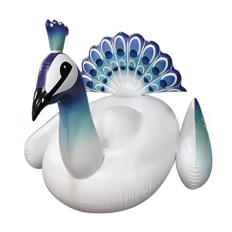 Galleggiante gonfiabile a forma di pavone per piscina - Design a cigno blu per adulti, sedia a sdraio sull'acqua con seduta comoda_voghion.com
