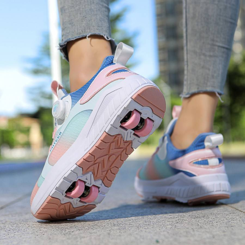 Rollschuhe für Herren und Damen mit drehbaren Schnallen, abnehmbaren Allrad-Low-Top-Outdoor-Sport-Wanderschuhen aus farbblockierendem und farbblockierendem PU_voghion.com