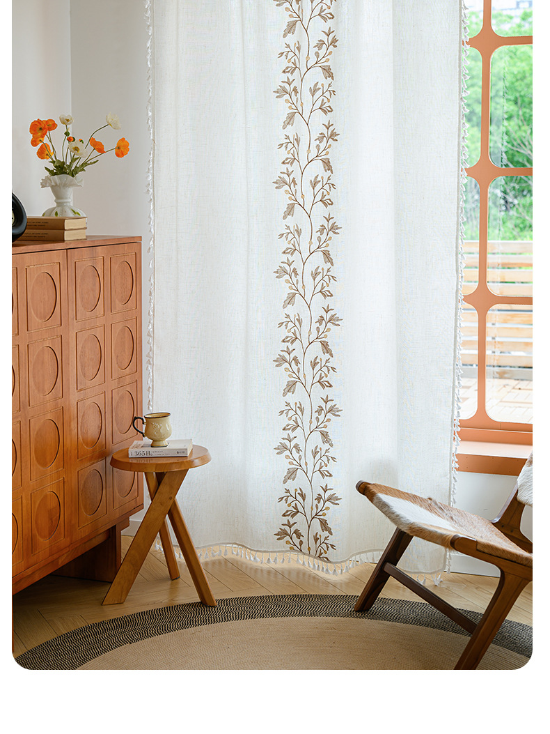 Cotton And Linen Embroidery Finished Curtains Small Fresh Floral Semi Shading Small Curtains Kitchen Bedroom Partition Curtains_voghion.com