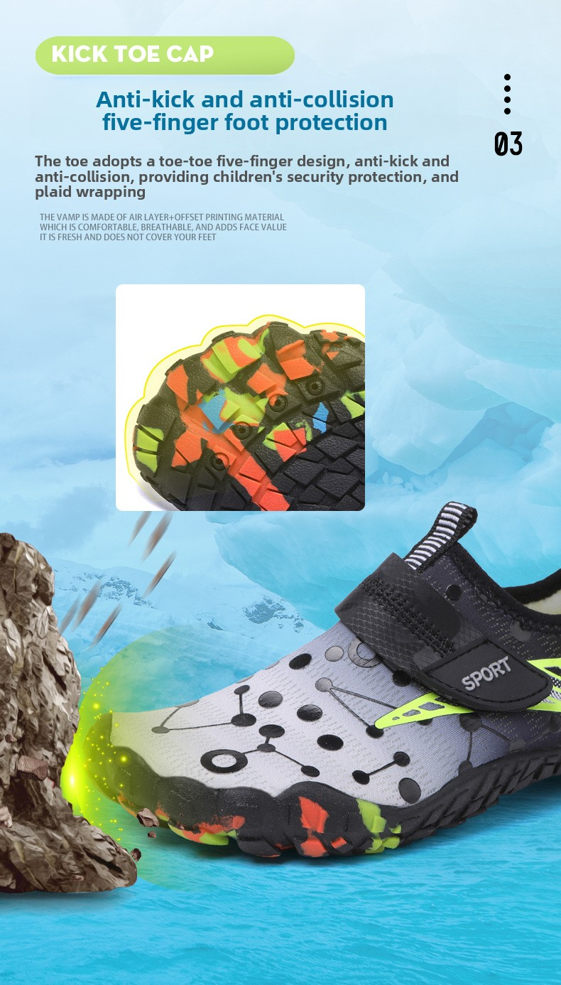Kids' Quick-Dry Anti-Slip Water Shoes – Breathable Magic Strap Design For Beach, Pool & Outdoor Play_voghion.com