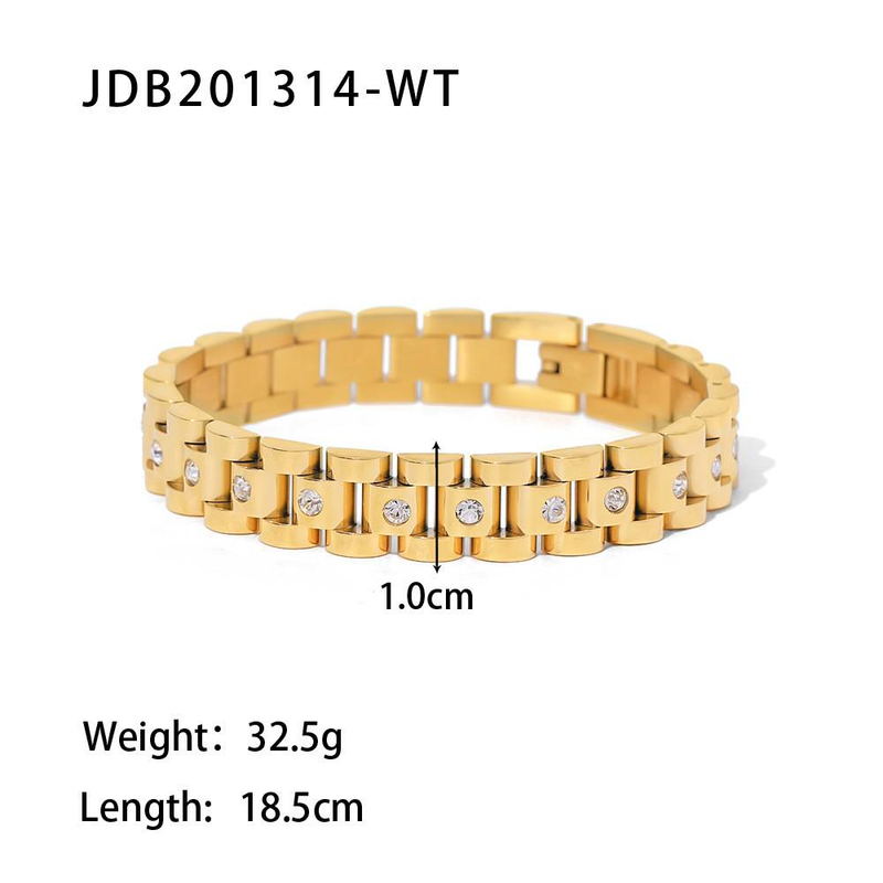 Stainless Steel Zircon Bracelet – Gold Plated Minimalist Bangle (4 Styles)_voghion.com